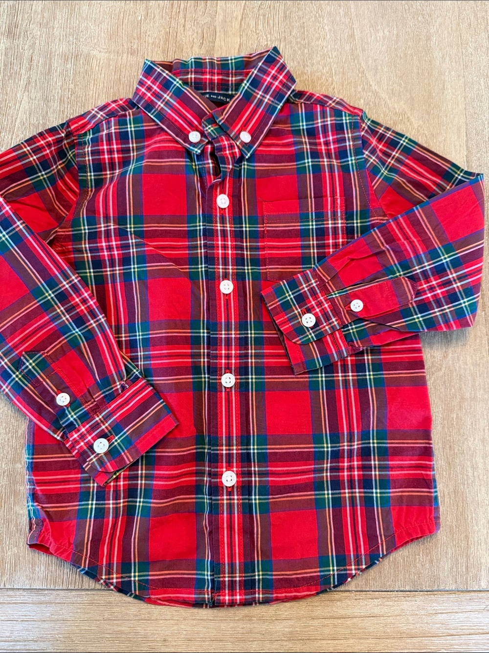 Boys Red Plaid Button-Down Shirt